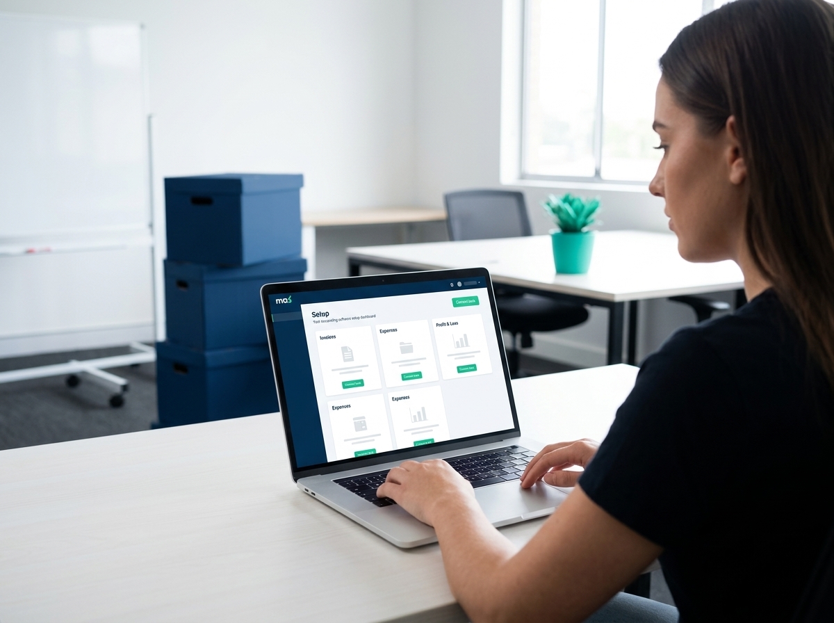 Startup founder setting up accounting software for a newly registered Australian company